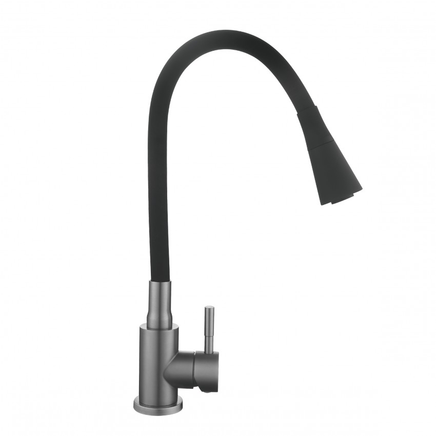 Змішувач для кухні Aria 015F31, Graphite/Black (k35) з гнучким виливом LDARI015F31BGRP49566 Lidz LIDZ фото 2