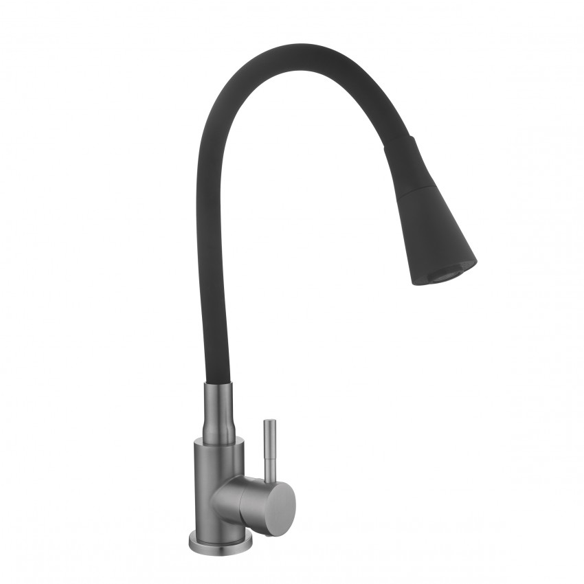 Змішувач для кухні Aria 015F31, Graphite/Black (k35) з гнучким виливом LDARI015F31BGRP49566 Lidz LIDZ