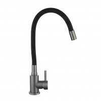Змішувач для кухні Aria 015F3, Graphite/Black (k35) з гнучким виливом LDARI015F3BGRP49564 Lidz LIDZ
