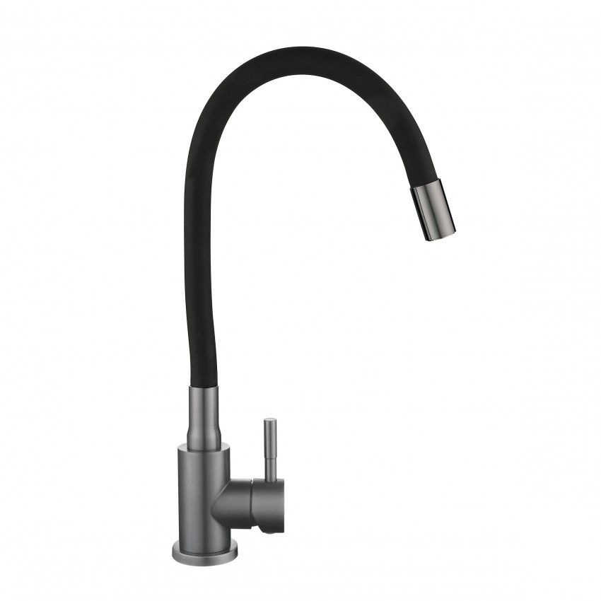 Змішувач для кухні Aria 015F3, Graphite/Black (k35) з гнучким виливом LDARI015F3BGRP49564 Lidz LIDZ