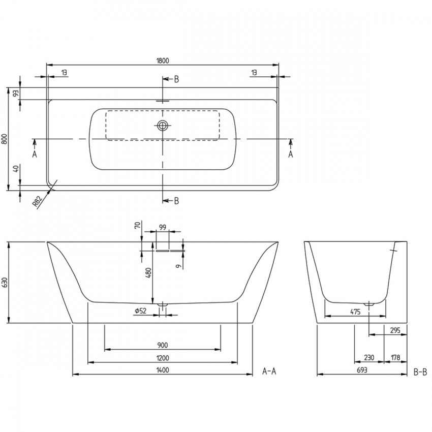 uBQ180SBW9CS00V-01  Subway 3.0 Ванна 180x80, білий (1 сорт) VILLEROY  BOCH фото 3