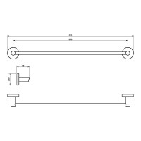 DFL21010101BN Flow Тримач для рушників, 600мм, Brushed Nickel PVD (1 сорт) DEVIT