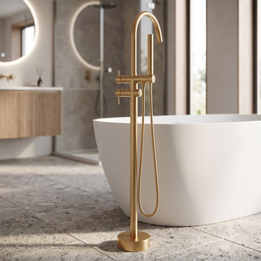 550538BG Flow Змішувач для ванни з підлоги, brushed gold (1 сорт) DEVIT
