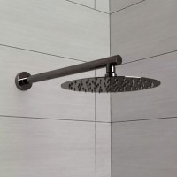 D113000000110GM Flow Верхня душова лійка d=250 мм з кронштейном, gun metal (1 сорт) DEVIT фото 1