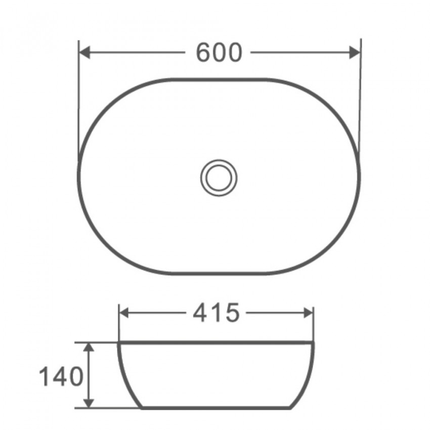 DFO2190100W Forma Раковина овальна 600х415х140мм, на стільницю, без переливу, біла (1 сорт) DEVIT