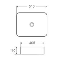 DFL2170100MB Flow square Раковина прямокутна 510х405х110 мм на стільницю, без переливу, чорна матова (1 сорт) DEVIT