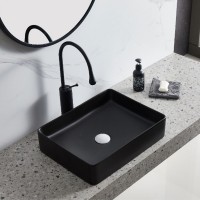 DFL2170100MB Flow square Раковина прямокутна 510х405х110 мм на стільницю, без переливу, чорна матова (1 сорт) DEVIT фото 1