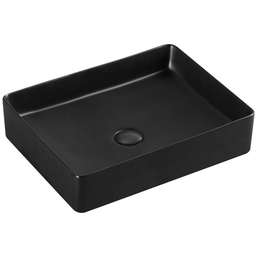 DFL2170100MB Flow square Раковина прямокутна 510х405х110 мм на стільницю, без переливу, чорна матова (1 сорт) DEVIT фото 2