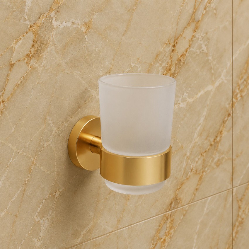 DFL21010401BG Flow Склянка з тримачем, колір Brushed Gold PVD (1 сорт) DEVIT фото 1