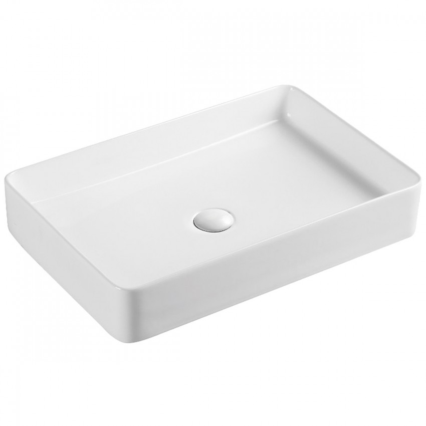 DFL2174100W Flow square Раковина прямокутна 600х405х110мм на стільницю, без переливу, біла (1 сорт) DEVIT фото 2