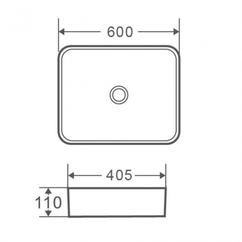DFL2174100W Flow square Раковина прямокутна 600х405х110мм на стільницю, без переливу, біла (1 сорт) DEVIT