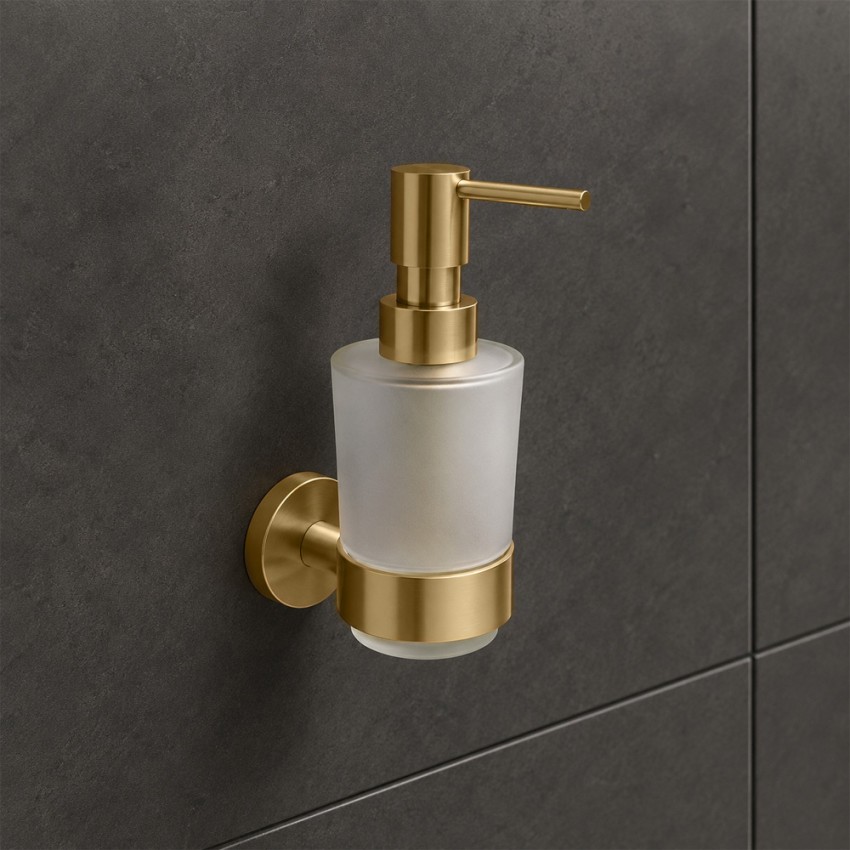 DFL21010801BG Flow Диспенсер для рідкого мила з тримачем, колір Brushed Gold PVD (1 сорт) DEVIT фото 1