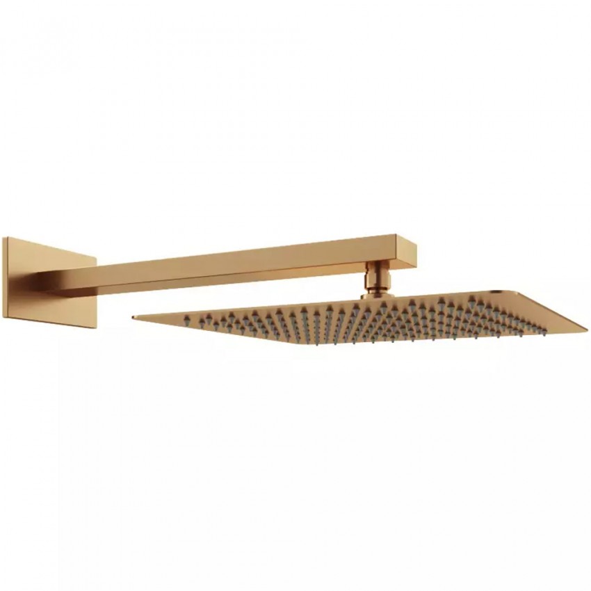 D113000000120BG Flow Верхня душова лійка 250x250 мм з кронштейном, brushed gold (1 сорт) DEVIT фото 2