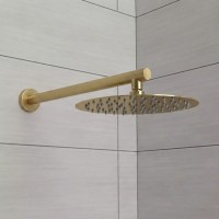 D113000000110BG Flow Верхня душова лійка d=250 мм з кронштейном, brushed gold (1 сорт) DEVIT фото 1