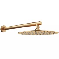 D113000000110BG Flow Верхня душова лійка d=250 мм з кронштейном, brushed gold (1 сорт) DEVIT фото 2