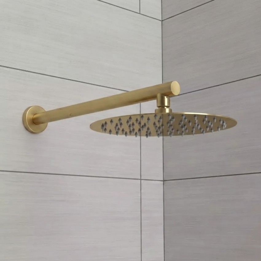 D113000000110BG Flow Верхня душова лійка d=250 мм з кронштейном, brushed gold (1 сорт) DEVIT фото 1