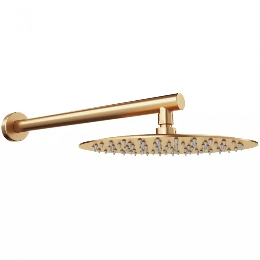 D113000000110BG Flow Верхня душова лійка d=250 мм з кронштейном, brushed gold (1 сорт) DEVIT фото 2