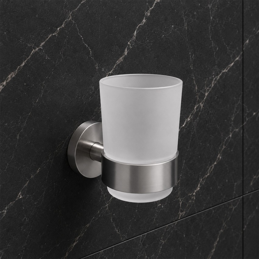 DFL21010401BN Flow Склянка з тримачем, колір Brushed Nickel PVD (1 сорт) DEVIT фото 1