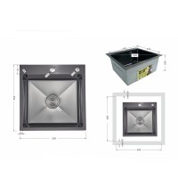 Мийка для кухні інтегрована Handmade H5050HB Decor Black PVD Honeycomb 2,5/0,5 мм LDH5050BDECPVD48369 Lidz LIDZ фото 1