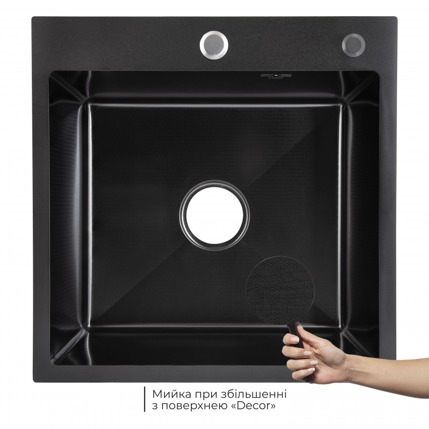 Мийка для кухні інтегрована Handmade H5050HB Decor Black PVD Honeycomb 2,5/0,5 мм LDH5050BDECPVD48369 Lidz LIDZ фото 2