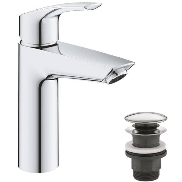 23923003 EUROSMART Змішувач д/раковини з донним клапаном клік-клак, хром GROHE фото 1