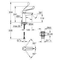 23983003 EUROSMART Змішувач д/раковини М, ліктьовий (1 сорт) GROHE фото 3