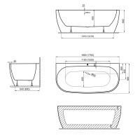 17080140 Optima Plus Ванна пристінна 170x80 см  + сифон, біла (1 сорт) DEVIT