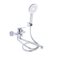 Змішувач для ванни Vlasta New, Chrome (k35) з довгим поворотним виливом та душовим гарнітуром QTVLA260CRM45644 Qtap QTAP