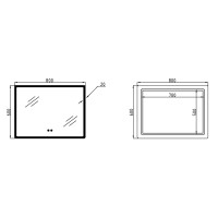 Дзеркало настінне Orion (OR2) 800х600 мм, прямокутне, з LED-підсвічуванням Touch, антизапотіванням, диммером, рег. яскравості Lidz LIDZ фото 1
