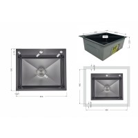 Мийка для кухні інтегрована Handmade H6050HB Decor Black PVD Honeycomb 2,5/0,5 мм LDH6050BDECPVD48371 Lidz LIDZ фото 1