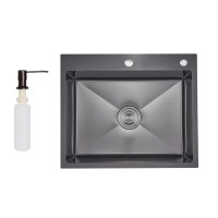 Мийка для кухні інтегрована Handmade H6050HB Decor Black PVD Honeycomb 2,5/0,5 мм LDH6050BDECPVD48371 Lidz LIDZ