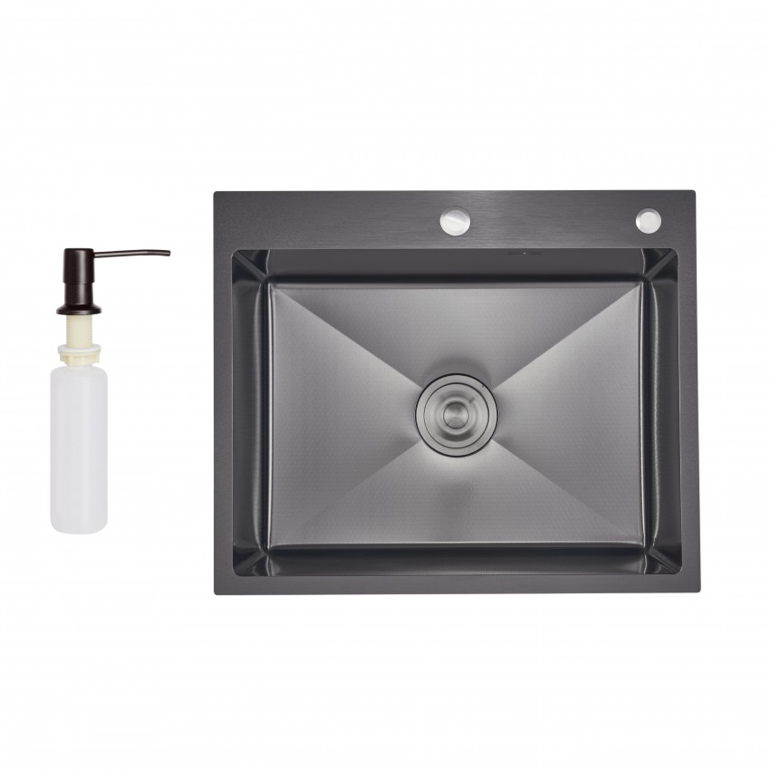 Мийка для кухні інтегрована Handmade H6050HB Decor Black PVD Honeycomb 2,5/0,5 мм LDH6050BDECPVD48371 Lidz LIDZ