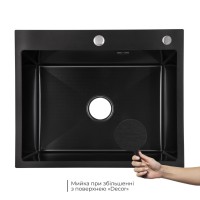 Акційний набір Lidz: мийка інтегрована Decor Black PVD Honeycomb 2,5/0,5 мм + Змішувач Aria для кухні з гнучким виливом (k35) Black LIDZ фото 4