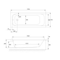 WA1-55-180x075 Ванна акрилова MIA Eco 180x75 + ніжки (1 сорт) RADAWAY фото 2
