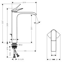 75040340 Vivenis Змішувач д/раковини з д/к,Brushed Black Chrome (1 сорт) HANSGROHE фото 2