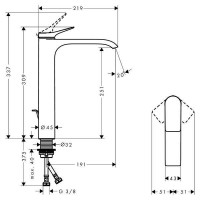 75040340 Vivenis Змішувач д/раковини з д/к,Brushed Black Chrome HANSGROHE фото 2