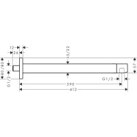 24337340 HG Тримач верхнього душу 390, bushed black chrome (1 сорт) HANSGROHE фото 2