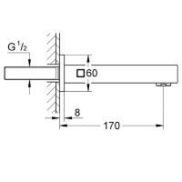 13303000 EUROCUBE Вилив для ванни, настінний монтаж , 170 мм (1 сорт) GROHE фото 3