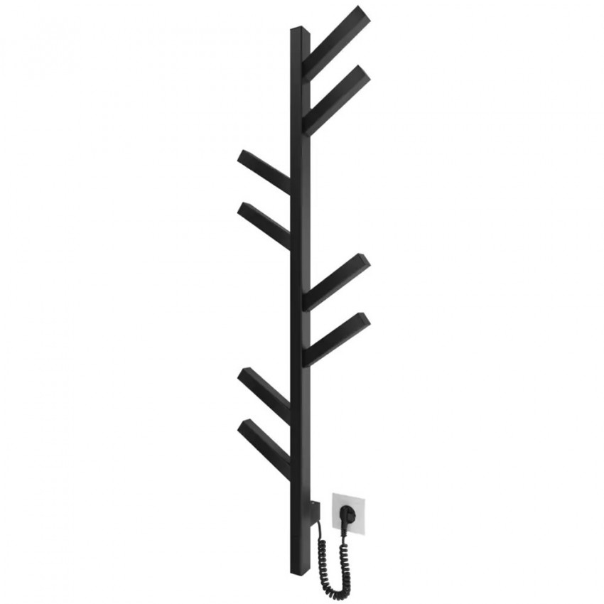 DPR117025000B Рушникосушка електрична, 1170х250мм, Albero, матеріал чорна сталь, к/т прихованого підключення, колір чорний матовий (1 сорт) DEVIT фото 1