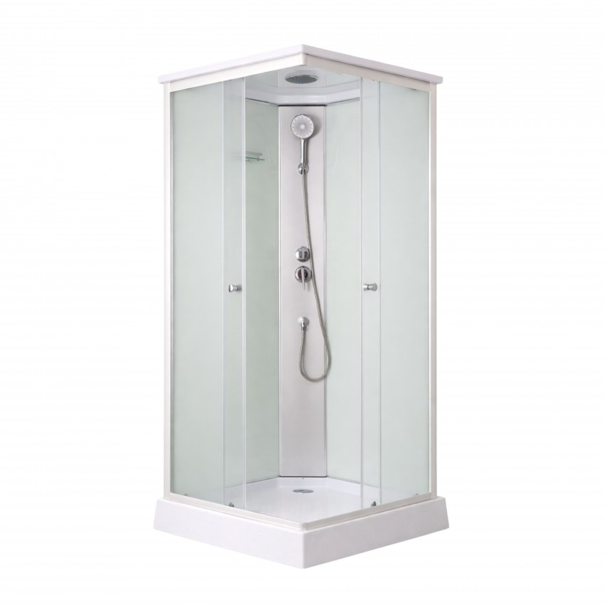 Душовий бокс Kubis SB90x90.SAT.LOW.FR, низький, скло Frost 4 мм + стінки WHI Lidz LIDZ фото 2