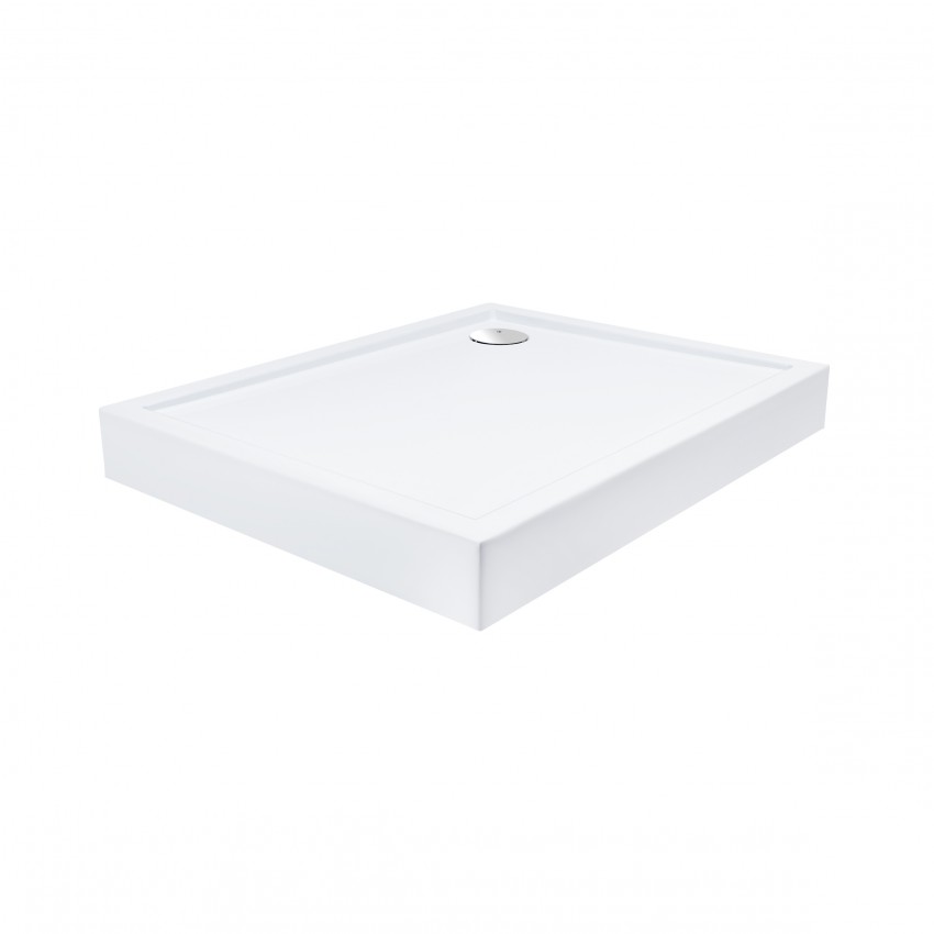 Душовий піддон Tern 301812C, 100x80x12 см, прямокутний, акриловий + ніжки, діаметр зливу 90 мм + сифон з гідрозатвором хром Qtap QTAP