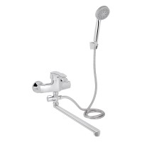 Змішувач для ванни Anny 005C2, Chrome (k40) з довгим поворотним виливом та душовим гарнітуром LDANN005C2CRM35102 Lidz LIDZ
