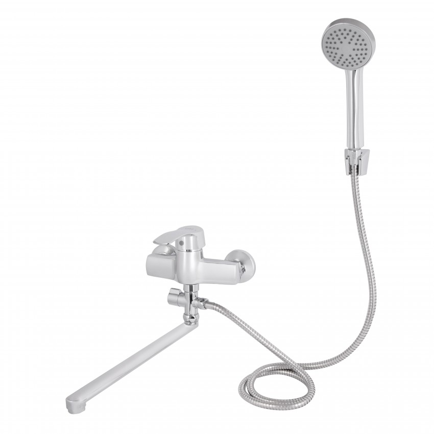 Змішувач для ванни Anny 005C2, Chrome (k40) з довгим поворотним виливом та душовим гарнітуром LDANN005C2CRM35102 Lidz LIDZ фото 2