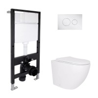 Готове рішення Qtap для ванної кімнати: підвісний унітаз Robin Ultra Quiet 520x365x365 + комплект інсталяції Standard (кругла клавіша Chrome) QTAP