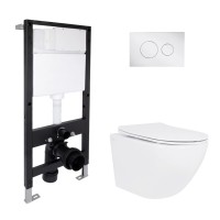 Готове рішення Qtap для ванної кімнати: підвісний унітаз Jay Ultra Quiet 485x360x320 + комплект інсталяції Standard (кругла клавіша Chrome) QTAP