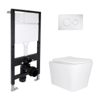 Готове рішення Qtap для ванної кімнати: підвісний унітаз Tern Ultra Quiet 525x345x360 + комплект інсталяції Standard (кругла клавіша Chrome) QTAP