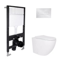 Готове рішення Qtap для ванної кімнати: підвісний унітаз Robin Ultra Quiet 520x365x365 + комплект інсталяції Standard (лінійна клавіша Chrome) QTAP