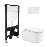 Готове рішення Qtap для ванної кімнати: підвісний унітаз Taurus Ultra Quiet 515x360x350 + комплект інсталяції Standard (кругла клавіша Chrome) QTAP
