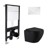 Готове рішення Qtap для ванної кімнати: підвісний унітаз Jay Ultra Quiet 485x360x320 + комплект інсталяції Standard (кругла клавіша Chrome) QTAP