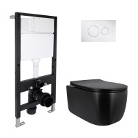 Готове рішення Qtap для ванної кімнати: підвісний унітаз Taurus Ultra Quiet 515x360x350 + комплект інсталяції Standard (кругла клавіша Chrome) QTAP